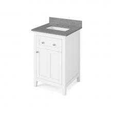 Jeffrey Alexander VKITCHA24WHSGR - 24'' White Chatham Vanity, Steel Grey Cultured Marble Vanity Top, undermount rectangle b