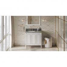 Jeffrey Alexander VKITPER36WHBOR - 36'' White Percival Vanity, Left Offset, Boulder Vanity Cultured Marble Vanity Top, Unde