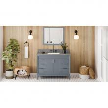 Jeffrey Alexander VKITTHE48BSBOR - 48'' Blue Steel Theodora Vanity, Boulder Cultured Marble Vanity Top, Undermount Rectangl