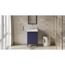 Jeffrey Alexander VKITPER24BLLAR - 24'' Hale Blue Percival Vanity, Lavante Cultured Marble Vessel Vanity Top, Integrated Re