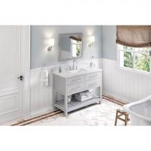 Jeffrey Alexander VKITWAV48GRWCR - 48'' Grey Wavecrest Vanity, White Carrara Marble Vanity Top, undermount rectangle bowl