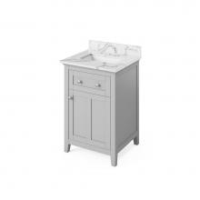 Jeffrey Alexander VKITCHA24GRCQR - 24'' Grey Chatham Vanity, Calacatta Vienna Quartz Vanity Top, undermount rectangle bowl