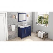 Jeffrey Alexander VKITCAD36BLWCR - 36'' Hale Blue Cade Vanity, left offset, White Carrara Marble Vanity Top, undermount rec