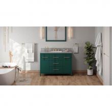 Jeffrey Alexander VKITKAT48GNSGR - 48'' Forest Green Katara Vanity, Steel Grey Cultured Marble Vanity Top, Undermount Recta