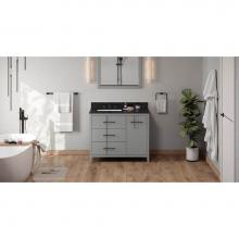 Jeffrey Alexander VKITKAT42GRBGR - 42'' Grey Katara Vanity, Left Offset, Black Granite Vanity Top, Undermount Rectangle Bow