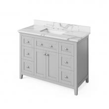 Jeffrey Alexander VKITCHA48GRCQR - 48'' Grey Chatham Vanity, Calacatta Vienna Quartz Vanity Top, undermount rectangle bowl