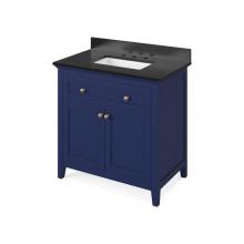Jeffrey Alexander VKITCHA36BLBGR - 36'' Hale Blue Chatham Vanity, Black Granite Vanity Top, undermount rectangle bowl