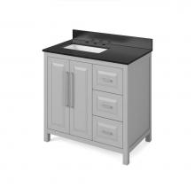 Jeffrey Alexander VKITCAD36GRBGR - 36'' Grey Cade Vanity, left offset, Black Granite Vanity Top, undermount rectangle bowl