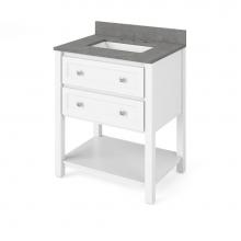 Jeffrey Alexander VKITADL30WHSGR - 30'' White Adler Vanity, Steel Grey Cultured Marble Vanity Top, undermount rectangle bow