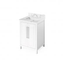 Jeffrey Alexander VKITCAD24WHCQR - 24'' White Cade Vanity, Calacatta Vienna Quartz Vanity Top, undermount rectangle bowl