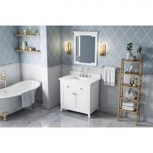 Jeffrey Alexander VKITCHA36WHWCR - 36'' White Chatham Vanity, White Carrara Marble Vanity Top, undermount rectangle bowl
