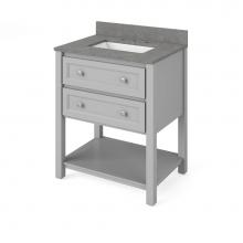 Jeffrey Alexander VKITADL30GRSGR - 30'' Grey Adler Vanity, Steel Grey Cultured Marble Vanity Top, undermount rectangle bowl