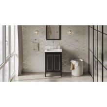 Jeffrey Alexander VKITPER24BKCQR - 24'' Black Percival Vanity, Calacatta Vienna Quartz Vanity Top, Undermount Rectangle Bow