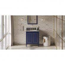 Jeffrey Alexander VKITPER30BLBOR - 30'' Hale Blue Percival Vanity, Boulder Cultured Marble Vanity Top, Undermount Rectangle