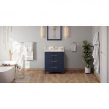 Jeffrey Alexander VKITKAT30BLCQR - 30'' Hale Blue Katara Vanity, Calacatta Vienna Quartz Vanity Top, Undermount Rectangle B