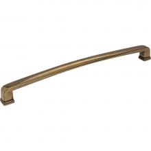 Jeffrey Alexander 1092-12AEM - 12'' Center-to-Center Lightly Distressed Antique Brass Square Milan 1 Appliance Handle