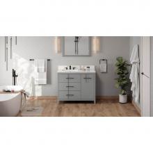 Jeffrey Alexander VKITKAT42GRCQR - 42'' Grey Katara Vanity, Left Offset, Calacatta Vienna Quartz Vanity Top, Undermount Rec
