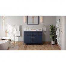 Jeffrey Alexander VKITKAT48BLWCR - 48'' Hale Blue Katara Vanity, White Carrara Marble Vanity Top, Undermount Rectangle Bowl
