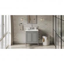 Jeffrey Alexander VKITPER30GRCQR - 30'' Grey Percival Vanity, Calacatta Vienna Quartz Vanity Top, Undermount Rectangle Bowl