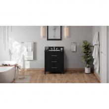 Jeffrey Alexander VKITKAT30BKBGR - 30'' Black Katara Vanity, Black Granite Vanity Top, Undermount Rectangle Bowl