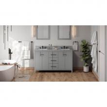 Jeffrey Alexander VKITKAT60GRSGR - 60'' Grey Katara Vanity, Double Bowl, Steel Grey Cultured Marble Vanity Top, Two Undermo