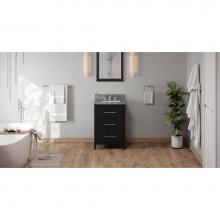 Jeffrey Alexander VKITKAT24BKBOR - 24'' Black Katara Vanity, Boulder Cultured Marble Vanity Top, Undermount Rectangle Bowl