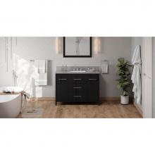 Jeffrey Alexander VKITKAT48BKSGR - 48'' Black Katara Vanity, Steel Grey Cultured Marble Vanity Top, Undermount Rectangle Bo