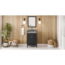 Jeffrey Alexander VKITTHE24BKBOR - 24'' Black Theodora Vanity, Boulder Cultured Marble Vanity Top, Undermount Rectangle Bow