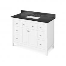 Jeffrey Alexander VKITCHA48WHBGR - 48'' White Chatham Vanity, Black Granite Vanity Top, undermount rectangle bowl