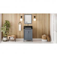Jeffrey Alexander VKITTHE24BSBGR - 24'' Blue Steel Theodora Vanity, Black Granite Vanity Top, Undermount Rectangle Bowl