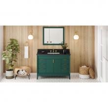 Jeffrey Alexander VKITTHE48GNBGR - 48'' Forest Green Theodora Vanity, Black Granite Vanity Top, Undermount Rectangle Bowl