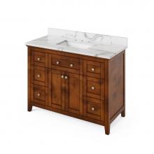 Jeffrey Alexander VKITCHA48CHCQR - 48'' Chocolate Chatham Vanity, Calacatta Vienna Quartz Vanity Top, undermount rectangle