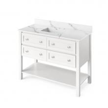 Jeffrey Alexander VKITADL48WHCQR - 48'' White Adler Vanity, Calacatta Vienna Quartz Vanity Top, undermount rectangle bowl