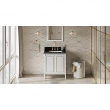 Jeffrey Alexander VKITPER30WHBGR - 30'' White Percival Vanity, Black Granite Vanity Top, Undermount Rectangle Bowl