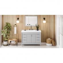 Jeffrey Alexander VKITTHE48GRLAR - 48'' Grey Theodora Vanity, Lavante Cultured Marble Vessel Vanity Top, Integrated Rectang