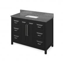 Jeffrey Alexander VKITCAD48BKBOR - 48'' Black Cade Vanity, Boulder Cultured Marble Vanity Top, undermount rectangle bowl