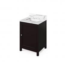 Jeffrey Alexander VKITAST24ESCQR - 24'' Espresso Astoria Vanity, Calacatta Vienna Quartz Vanity Top, undermount rectangle b