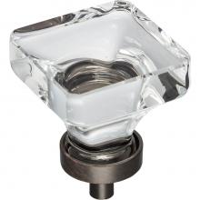 Jeffrey Alexander G140L-DBAC - 1-3/8'' Overall Length Brushed Oil Rubbed Bronze Square Glass Harlow Cabinet Knob