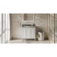 Jeffrey Alexander VKITPER36WHSGR - 36'' White Percival Vanity, Left Offset, Steel Grey Cultured Marble Vanity Top, Undermou