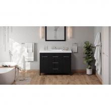 Jeffrey Alexander VKITKAT48BKLAR - 48'' Black Katara Vanity, Lavante Cultured Marble Vessel Vanity Top, Integrated Rectangl