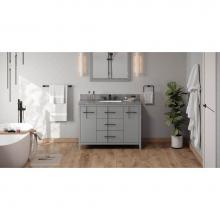 Jeffrey Alexander VKITKAT48GRBOR - 48'' Grey Katara Vanity, Boulder Cultured Marble Vanity Top, Undermount Rectangle Bowl
