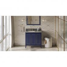 Jeffrey Alexander VKITPER36BLBOR - 36'' Hale Blue Percival Vanity, Left Offset, Boulder Vanity Cultured Marble Vanity Top,