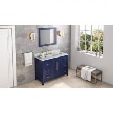 Jeffrey Alexander VKITCAD48BLWCR - 48'' Hale Blue Cade Vanity, White Carrara Marble Vanity Top, undermount rectangle bowl