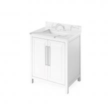 Jeffrey Alexander VKITCAD30WHCQR - 30'' White Cade Vanity, Calacatta Vienna Quartz Vanity Top, undermount rectangle bowl