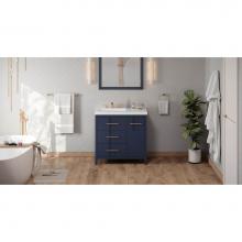 Jeffrey Alexander VKITKAT36BLLAR - 36'' Hale Blue Katara Vanity, Left Offset, Lavante Cultured Marble Vessel Vanity Top , I