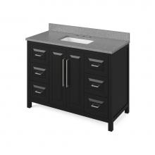 Jeffrey Alexander VKITCAD48BKSGR - 48'' Black Cade Vanity, Steel Grey Cultured Marble Vanity Top, undermount rectangle bowl