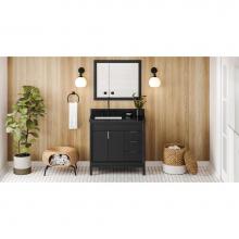 Jeffrey Alexander VKITTHE36BKBGR - 36'' Black Theodora Vanity, Left Offset, Black Granite Vanity Top, Undermount Rectangle