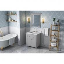 Jeffrey Alexander VKITCHA30GRWCR - 30'' Grey Chatham Vanity, White Carrara Marble Vanity Top, undermount rectangle bowl