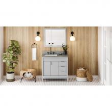 Jeffrey Alexander VKITTHE36GRSGR - 36'' Grey Theodora Vanity, Left Offset, Steel Grey Cultured Marble Vanity Top, Undermoun