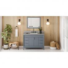 Jeffrey Alexander VKITTHE48BSSGR - 48'' Blue Steel Theodora Vanity, Steel Grey Cultured Marble Vanity Top, Undermount Recta